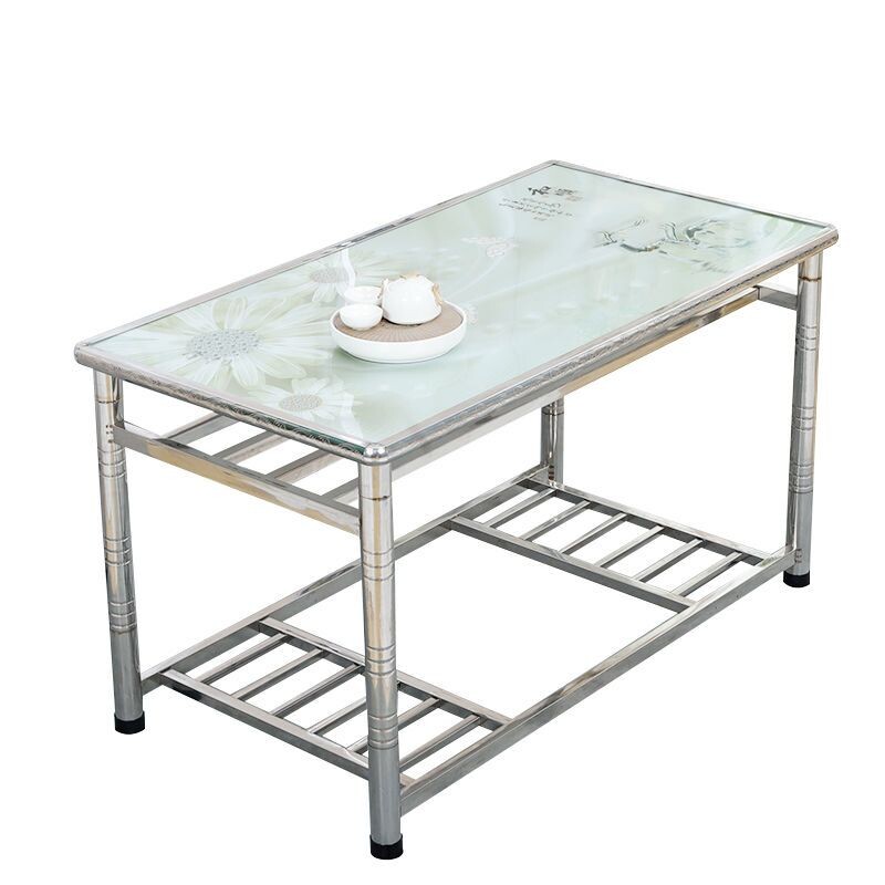 c长方形烤火桌子家用多功能折叠收纳不锈钢餐桌正方形烤火架子取