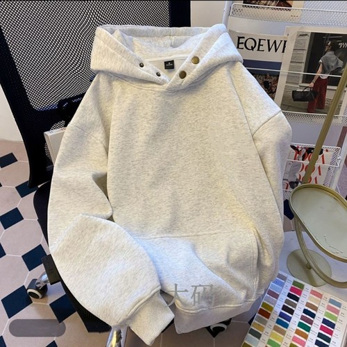 美式复古加绒连帽卫衣长袖秋冬