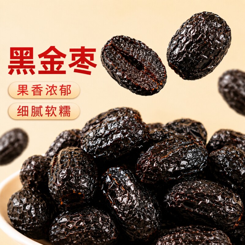 九蒸九制黑金枣新疆灰枣去皮去核低温慢烤开袋即食红枣香甜软糯枣