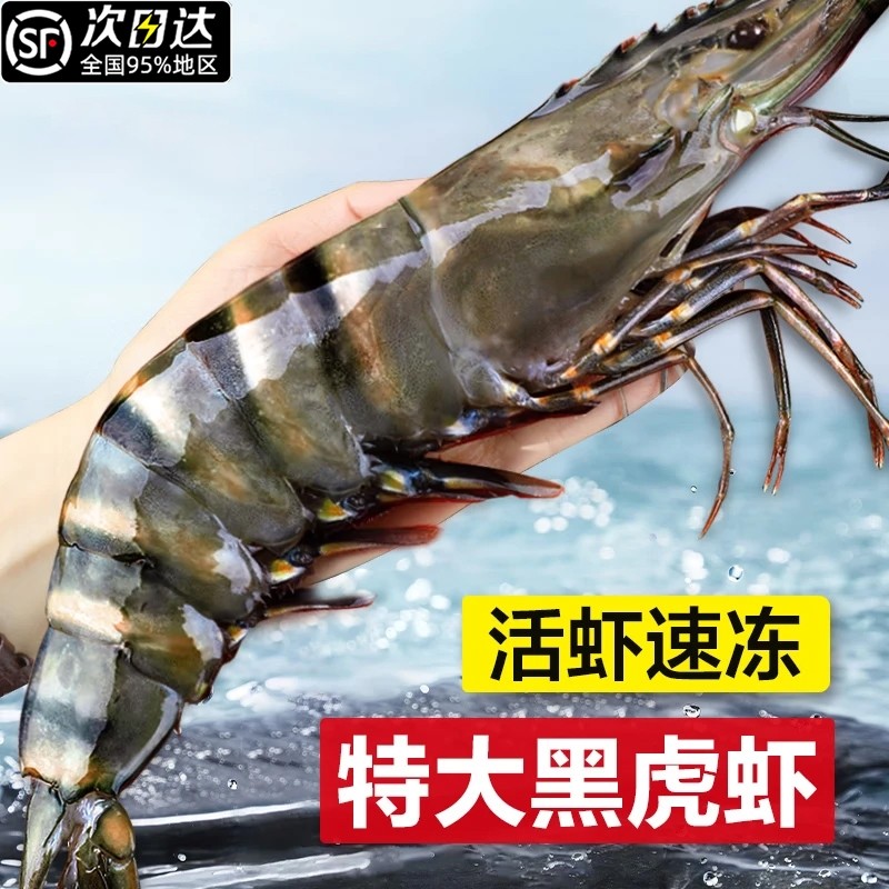 黑虎虾鲜活速冻超大老虎虾特大基围虾鲜虾海虾冷冻竹斑九节虾水产,水产肉类/新鲜蔬果/熟食,冻虾,淘宝优惠券,粉丝福利购,淘宝优惠卷