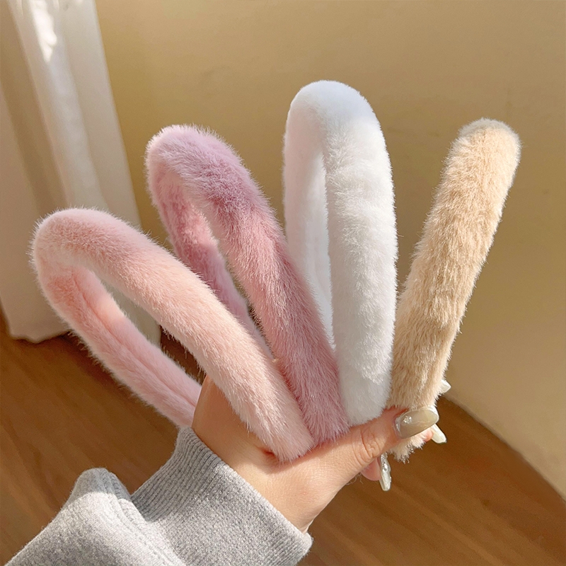 毛绒发箍女款2025新款秋冬温柔气质头箍高颅顶发卡可爱发捆头饰