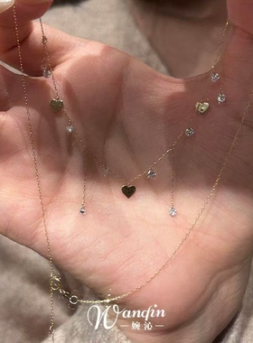 「节拍」韩系简约爱心流苏项链气质高级感日常百搭锁骨链多层金色