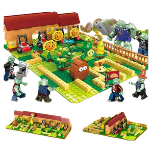 植物大战僵尸玩具积木拼装积木农场大作战迷宫套装男孩子益智礼物