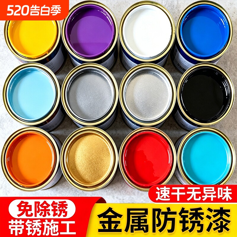 水性金属漆防锈漆翻新改色栏杆铁门窗黑白色防腐油漆自刷涂料家用