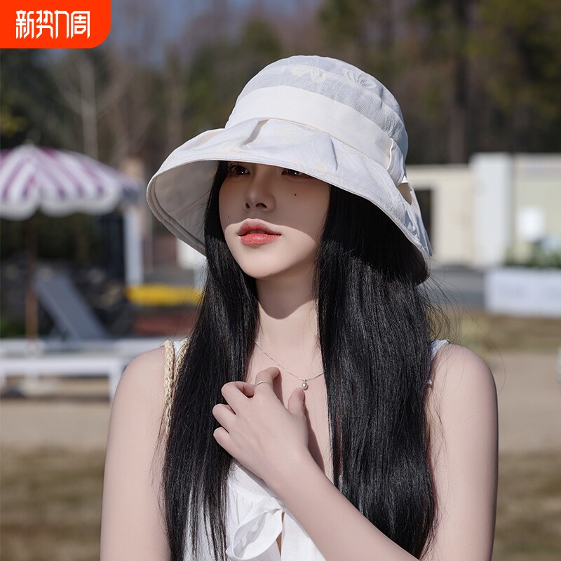 优雅素色遮阳渔夫帽中年女士春夏新款轻薄透气防晒可折叠防晒帽子