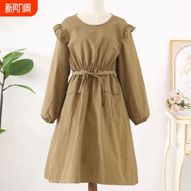 韩版公主系厨房居家服防污美甲防水花店长袖围裙工作服反穿罩衣