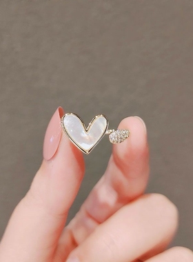 韩ins爱心戒指小众设计感女潮酷