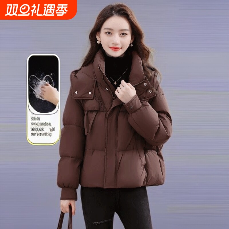 户外安可拉红羽绒服女短款2025新款冬季高端洋气保暖白鸭绒面包服