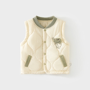 婴儿马甲夹棉护肚背心秋冬季 宝宝儿童坎肩马夹绗棉保暖上衣S043
