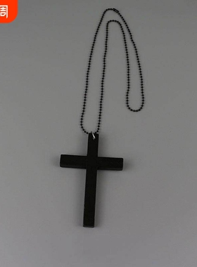 暗黑黑白十字架项链大毛衣链哥特修女配饰洛丽塔复古长款黑色白色