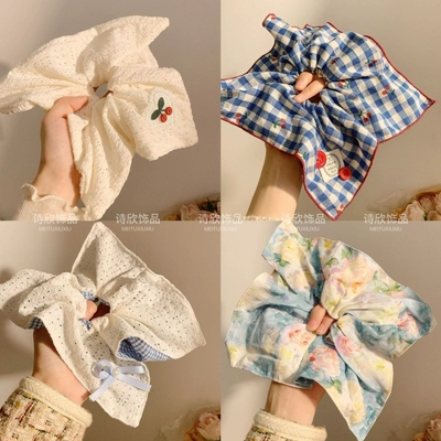 韩系蓝色格子方巾|超4.7万次加购