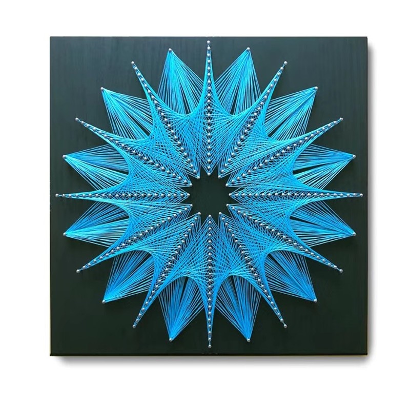 几何diy钉子绕线画鸟巢手工弦丝画解压材料包装饰缠线画带框有框