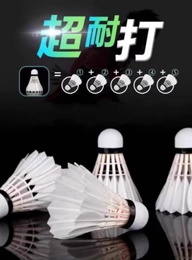 羽毛球鹅毛12只装/6耐打王白色黑色训练专业比赛耐打球夜光尼龙