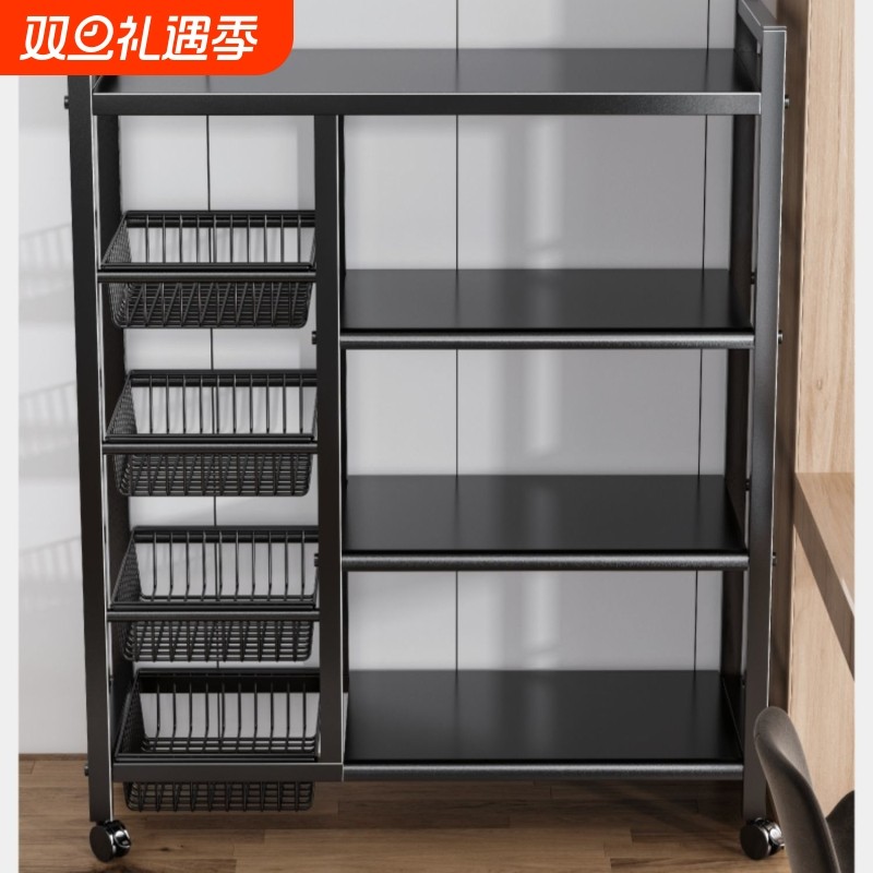 家用菜篮子围栏移动厨房置物架多层收纳多功能免安装橱柜碳钢客厅