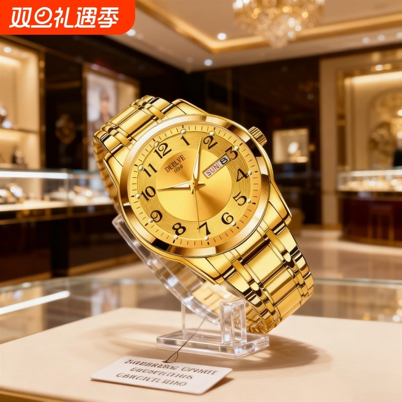 正品瑞士全自动非机械表手表男士学生韩版时尚潮双日历防水表夜光