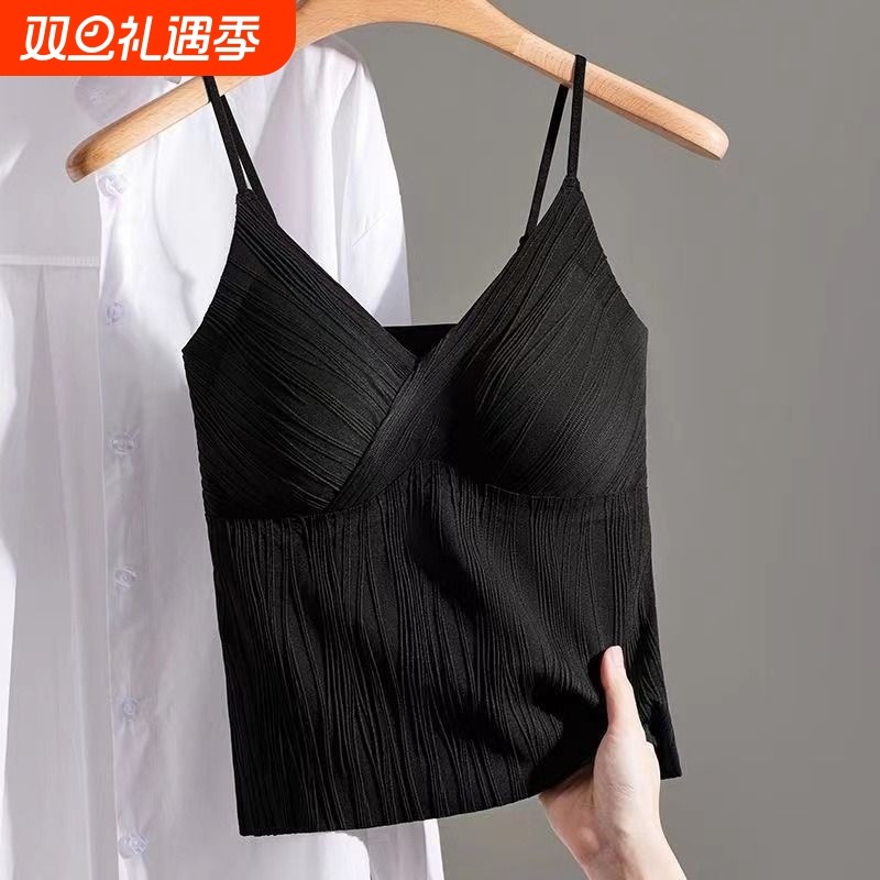 多法式小吊带性感女士内衣内搭抹胸背心带胸垫收副乳固定好看