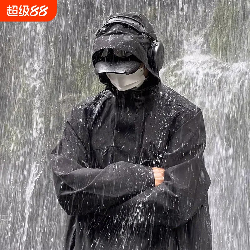 冲锋夹克上衣男款大码三合一宽松户外防风防水外套防晒防雨黑色图片