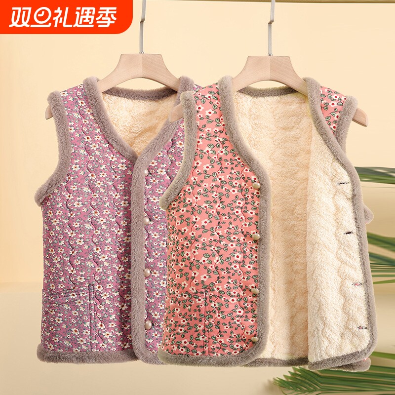 妈妈加绒加厚马甲棉衣外套秋冬装新款中年女装奶奶背心棉服中老年