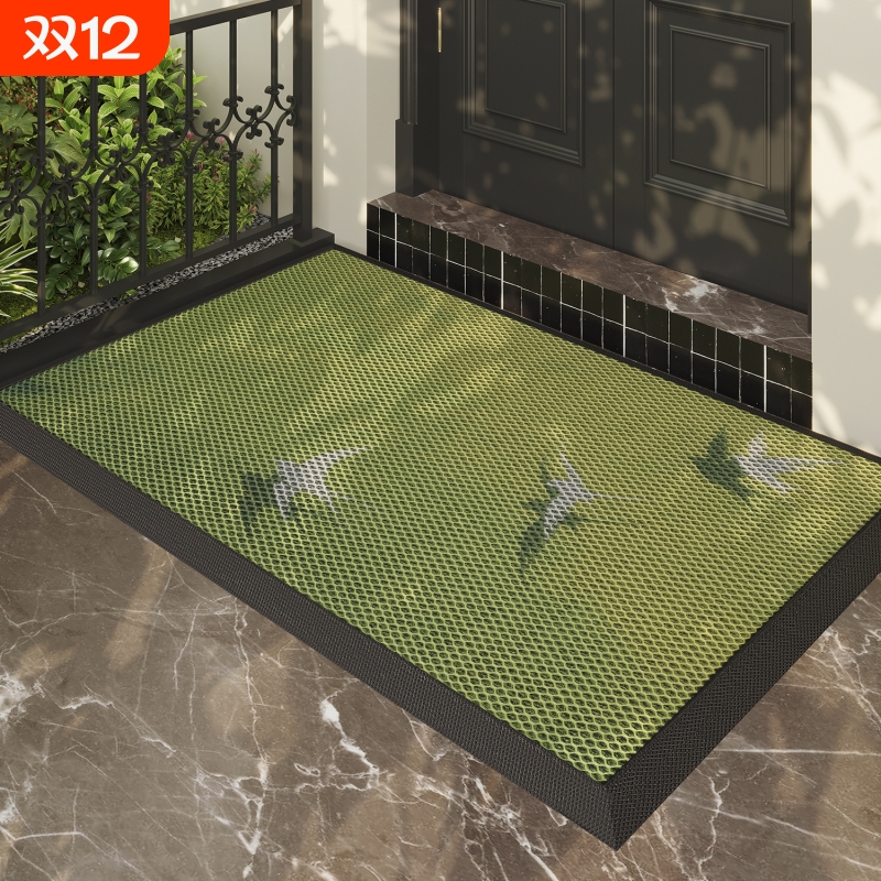 入户门地垫弹力网进门防滑脚垫高端免洗地毯门垫绿色中式蓝色除尘