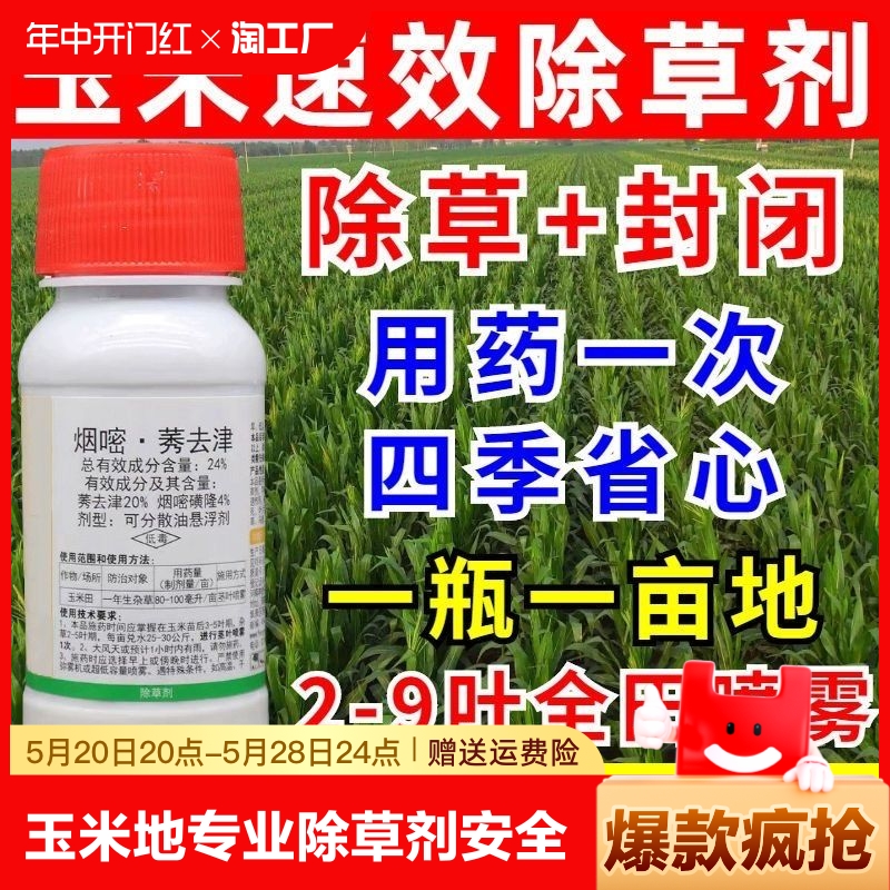 玉米地除草专用剂烟嘧莠去津玉米田苗后除草烂根剂死草安全不伤苗 鲜花速递/花卉仿真/绿植园艺 家庭园艺肥料 原图主图