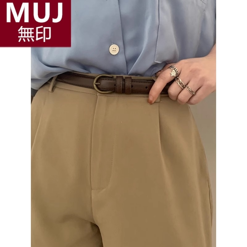 无印MUJ牛仔裤小皮带女士日本新款腰带女款夏季复古百搭细装饰窄