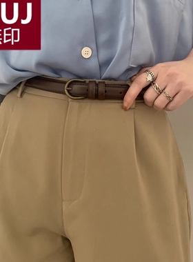 无印MUJ牛仔裤小皮带女士日本新款腰带女款夏季复古百搭细装饰窄