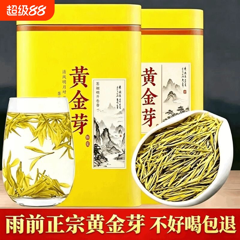 正宗黄金芽茶叶2026年新茶雨前安吉春茶树高山绿茶礼盒罐装口粮茶图片