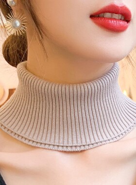 秋季羊绒围脖女脖套男保暖羊毛护颈椎围巾针织黑色红色防风流苏