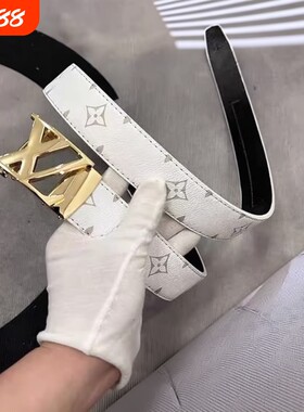 时尚潮流皮带腰带男士自动新款涂鸦休闲真皮字母商务牛仔裤百搭