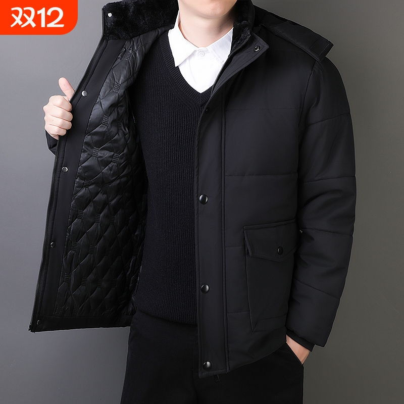 冬季棉衣男加绒加厚连帽棉袄休闲宽松外套防风防水冲锋衣防寒棉服