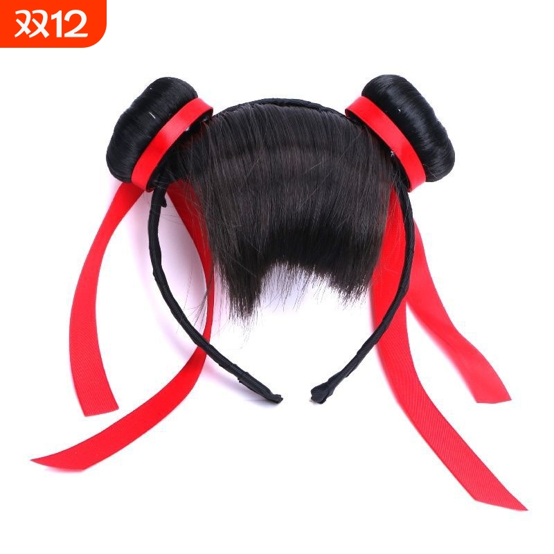 哪吒魔童闹海儿童发箍发夹超萌可爱假发丸子头偶像活动表演发饰