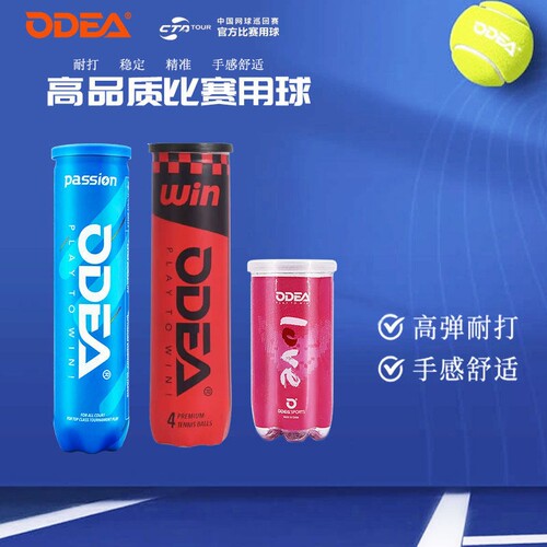 ODEAR欧帝尔比赛网球PASSION专业比赛球高弹耐打训练球4粒蓝灌装