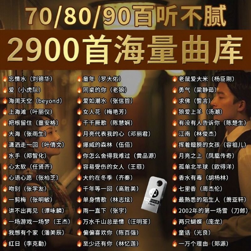 经典怀旧老歌车载无损音乐U盘708090粤语流行DJ歌曲优盘情歌正版