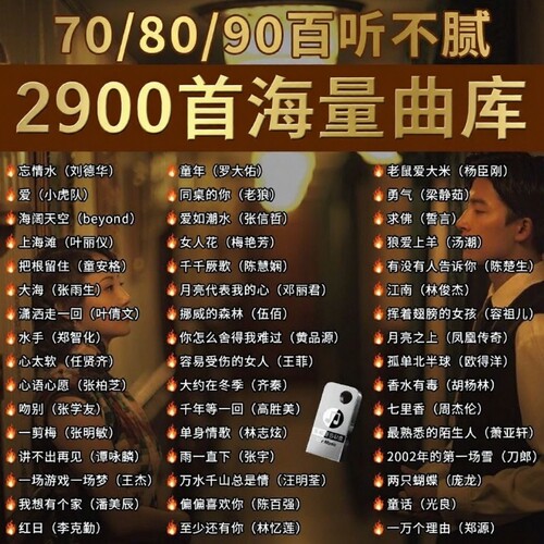 经典怀旧老歌车载无损音乐U盘708090粤语流行DJ歌曲优盘情歌正版