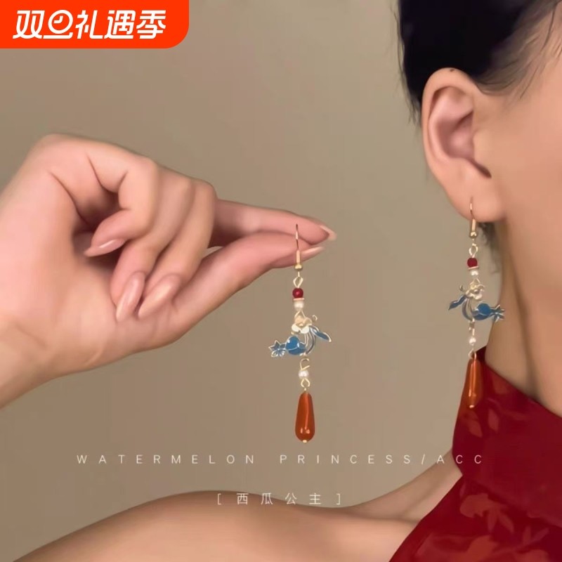 「寻花记」新中式国风耳环女高级感古风耳坠旗袍汉服马面裙耳饰女