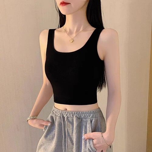 纯棉黑色小吊带背心|千人收藏