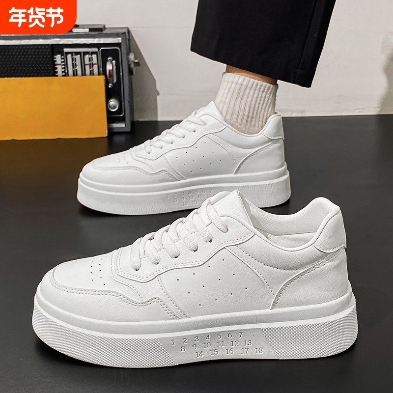 秋季男鞋新款透气小白鞋子男学生潮流百搭厚底运动鞋休闲板鞋潮鞋