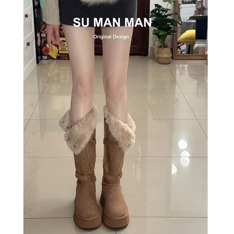 厚底加绒雪地靴女款2025新款冬季防水防滑加厚保暖棉鞋高筒长筒靴