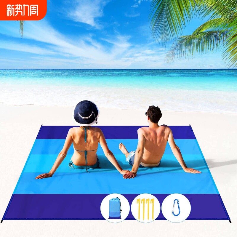 户外野营防水便捷可折叠便携野餐垫防潮垫涤纶格子布口袋沙滩垫