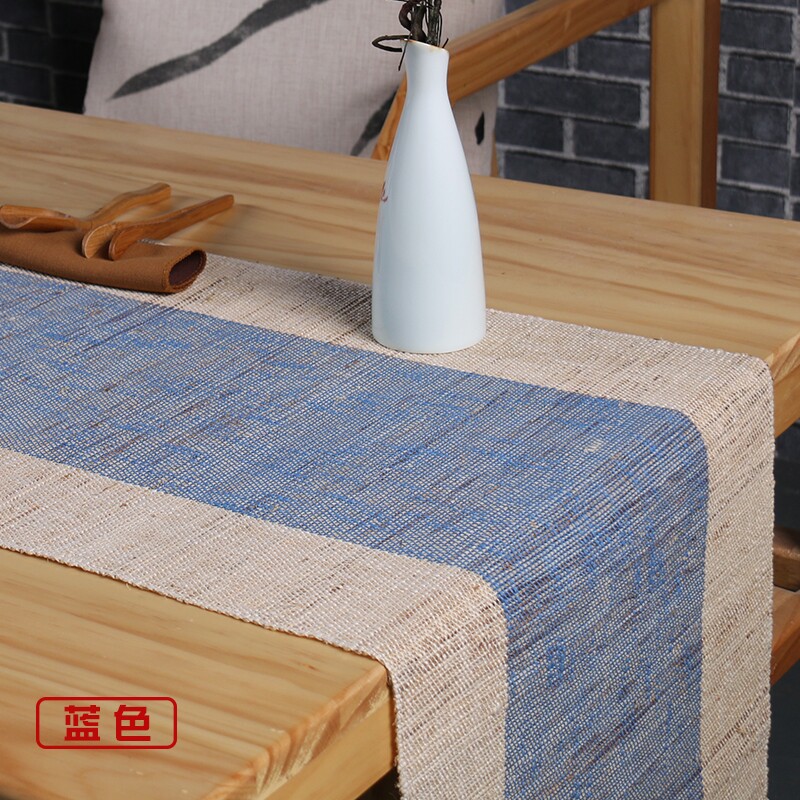 中式桌旗禅意苎麻茶席长条桌布茶桌茶垫现代简约斗柜电视柜桌布