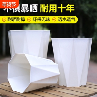简约环保树脂塑料八角钻石花盆透气耐用耐摔绿植盆栽阳台种植花盆