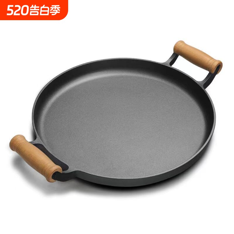 煎锅煎饼烙饼家用不粘锅平底锅涂层铸铁鏊子煎饼果子生铁工具