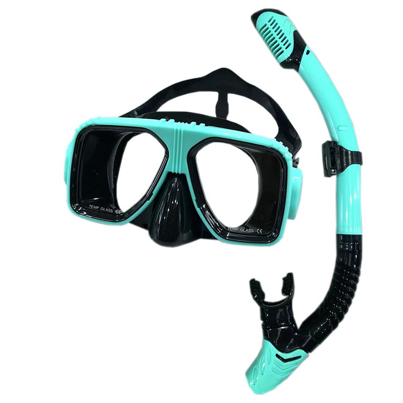 工厂钢化玻璃大框单镜片全干式防水成人浮潜水二宝面镜呼吸管套装