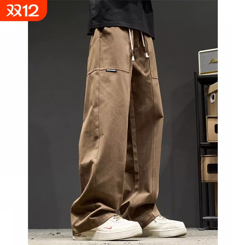 工装裤男款日系新款痞帅穿搭阿美咔叽裤子宽松垂感男士直筒休闲裤