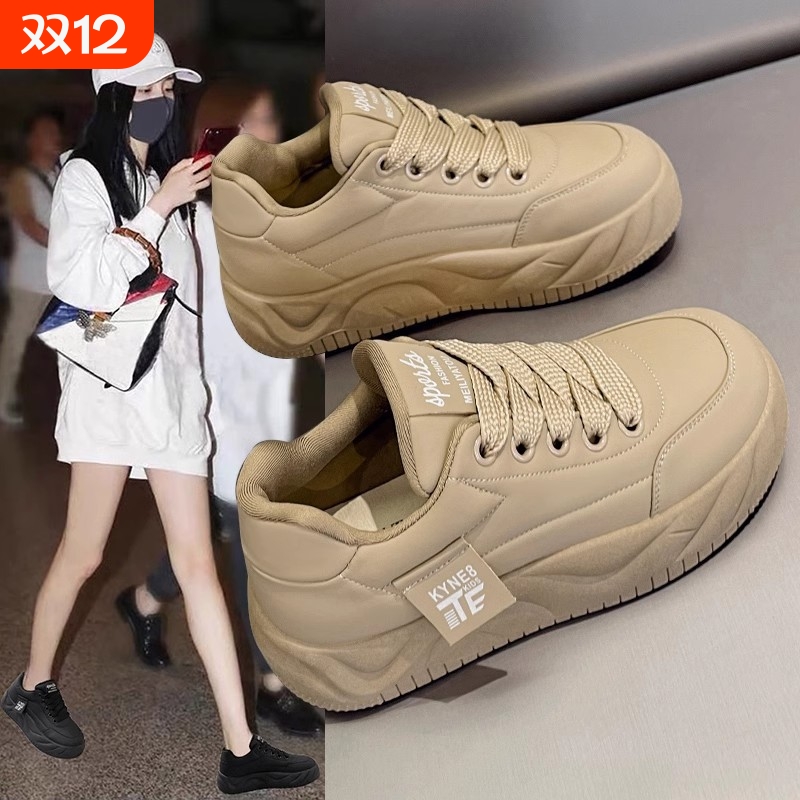 品牌断码超火百搭休闲板鞋女2025春季新款厚底老爹鞋松糕运动面包