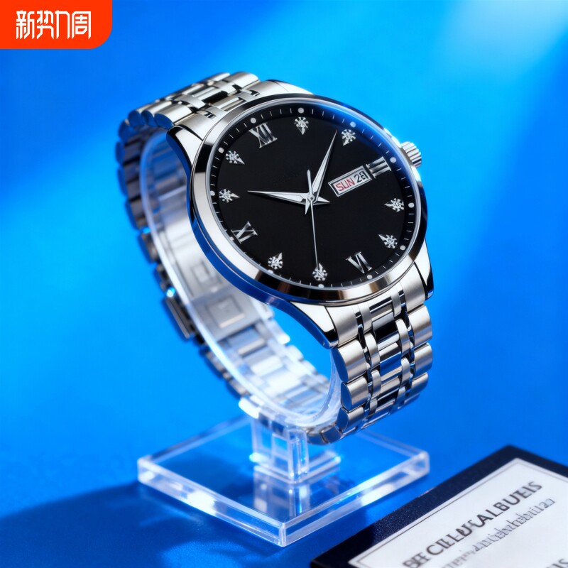 手表男款全自动男表数字双日历防水腕表男机械风全自动防水高级感