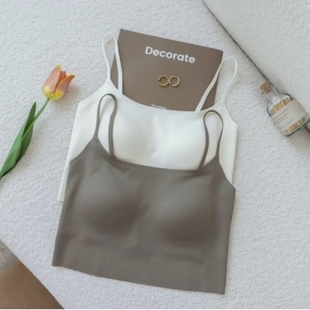 带胸垫内衣女无痕内搭防走光文胸罩 慕斯感隐形美背吊带背心一体式
