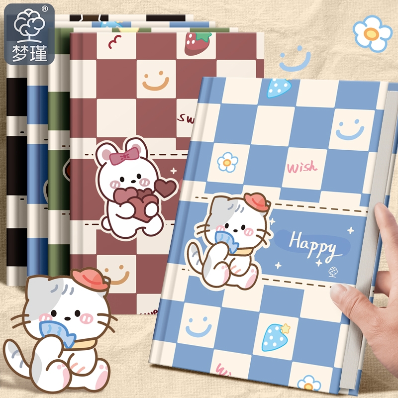 梦瑾2025新款硬壳笔记本本子高颜值卡通精装本加厚学生用课堂笔记本子考研用横线本记录a5办公记事本批发