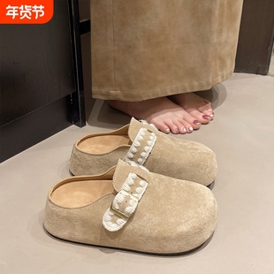 厚底增高超火一脚蹬勃肯鞋子包头半拖鞋女夏外穿2025秋季新款爆款