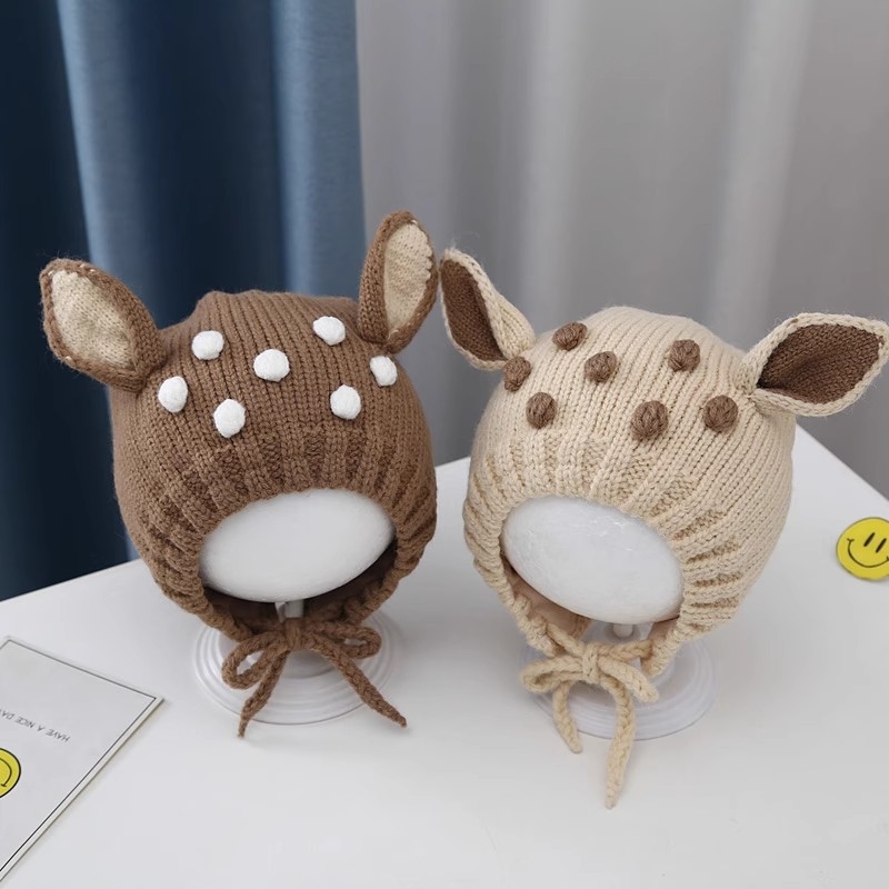 婴儿帽子秋冬季婴儿冬款护耳保暖防风毛线胎帽男女宝宝针织套头帽